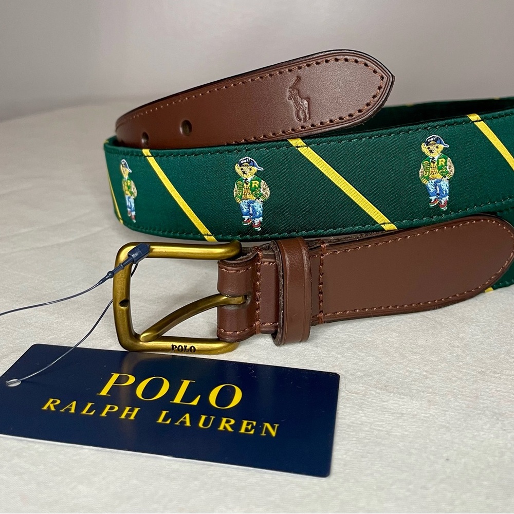 Brand New Polo Ralph Lauren Green Bear  Belt